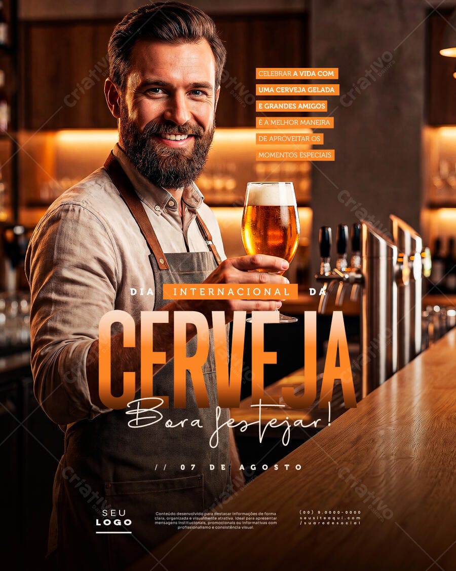 Post Instagram Dia Internacional da Cerveja Bar PSD Editável
