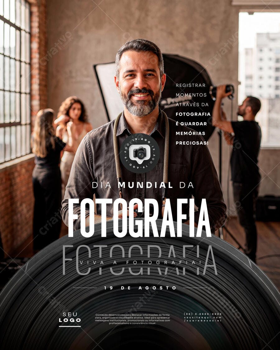 Post Instagram Dia Mundial da Fotografia 19 de Agosto PSD Editável