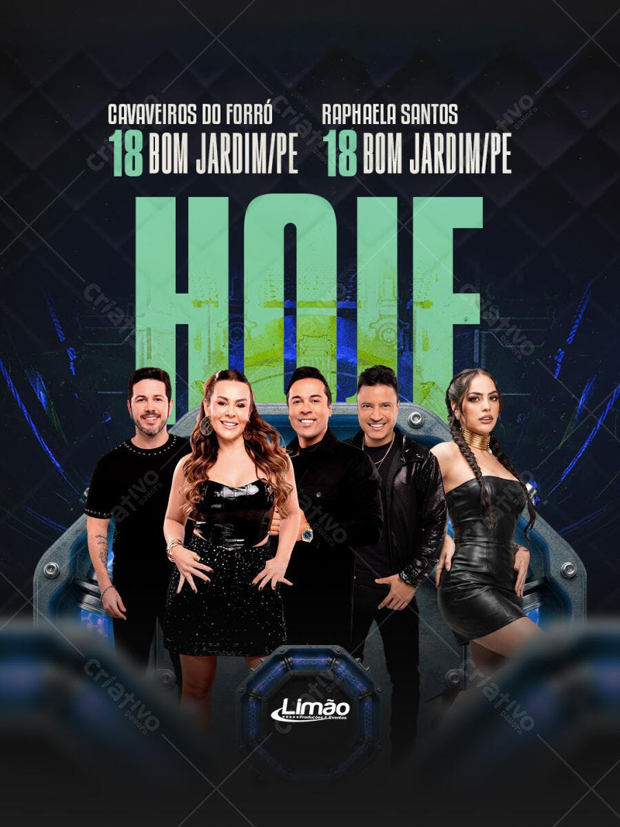 Flyer Show Forró Cavaqueiros Raphaela Santos PSD Editável