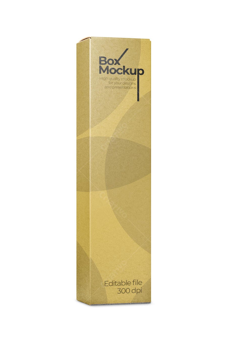 Mockup Caixa Longa Kraft Frontal Fundo Branco Editável