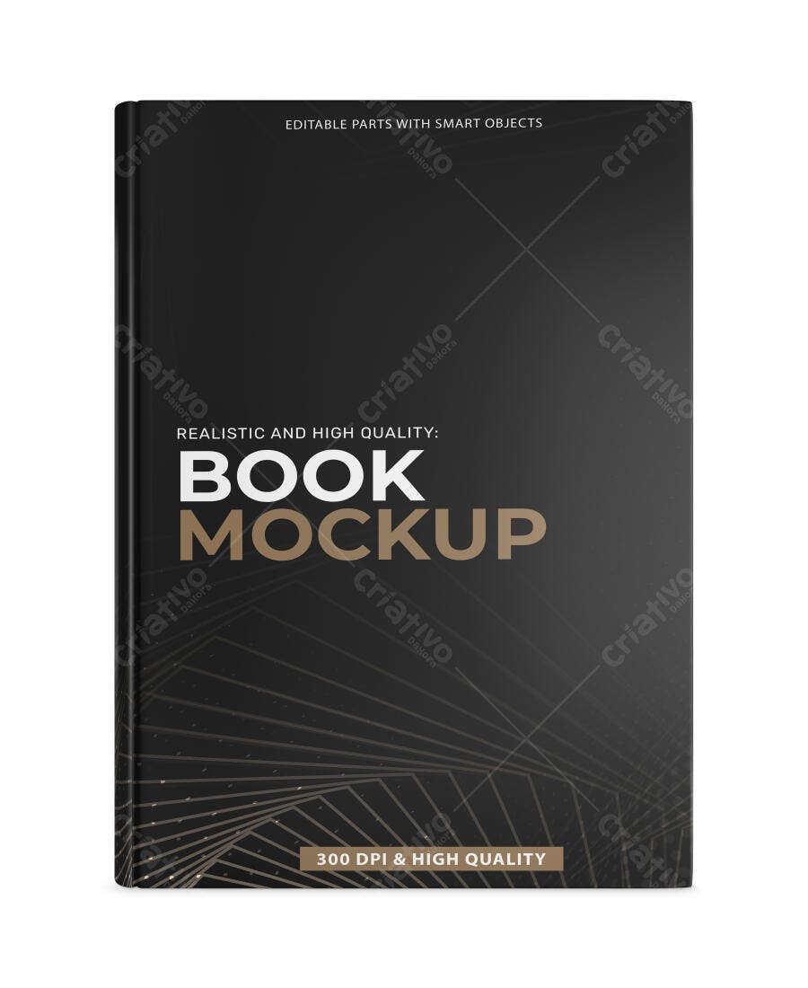 Mockup Livro Capa Dura Frontal Fundo Branco Editável