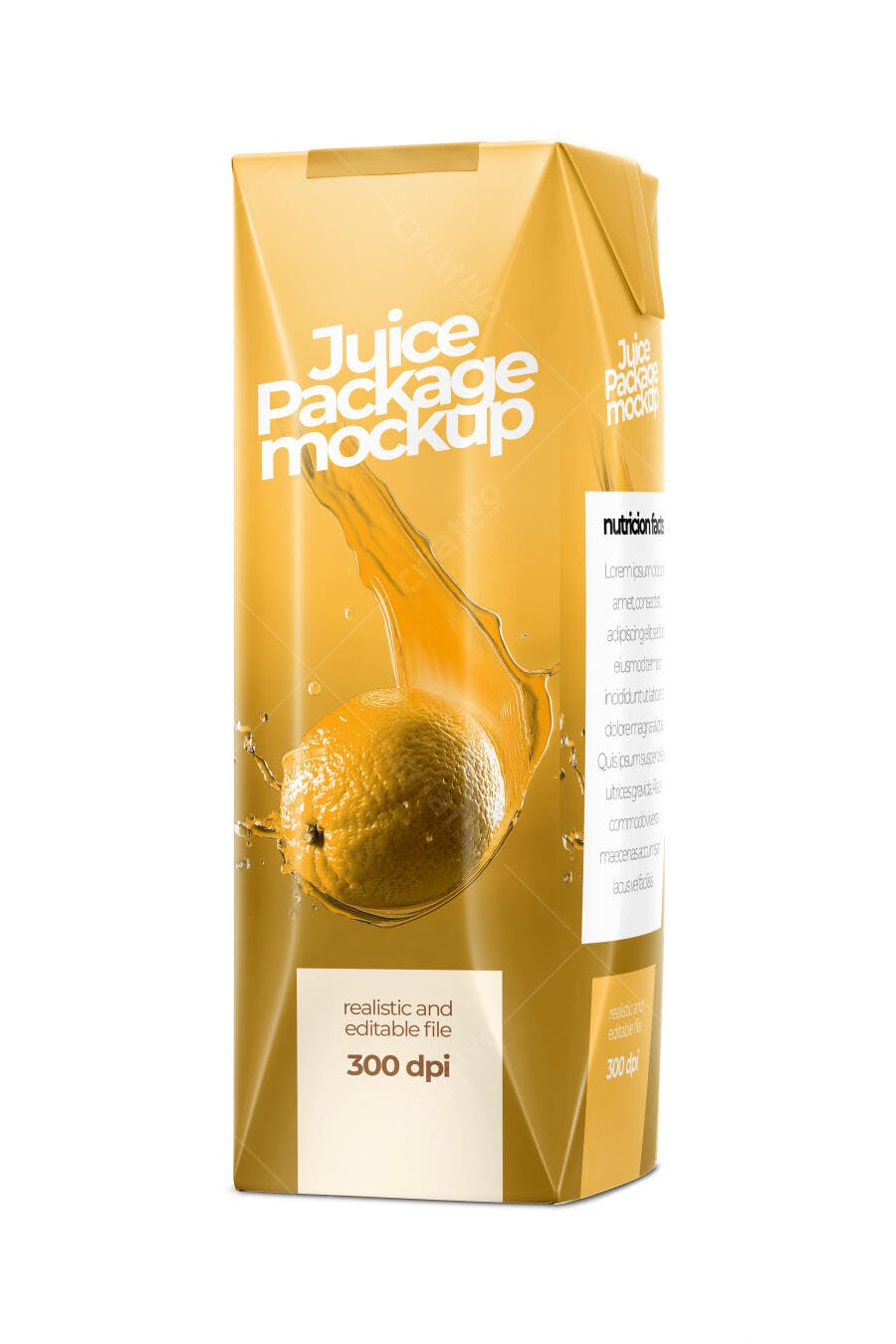 Mockup Realista Embalagem Suco Caixa Tetra Pak Fundo Branco Editável