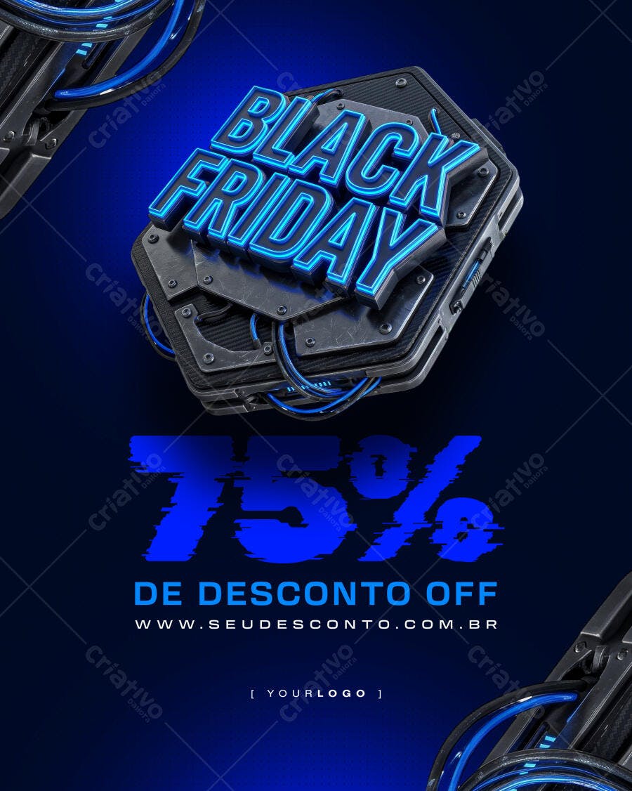 Post Black Friday Novembro Desconto 75% PSD Editável