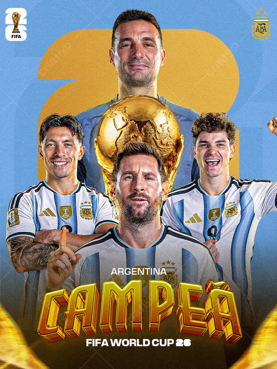 Post Instagram Argentina Campeã Copa do Mundo PSD Editável