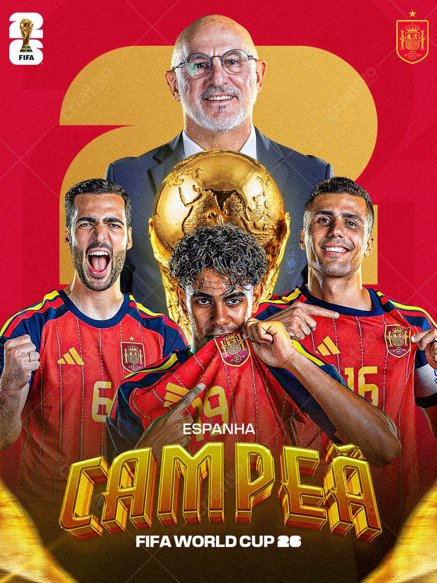 Post Instagram Copa do Mundo Espanha Campeã PSD Editável