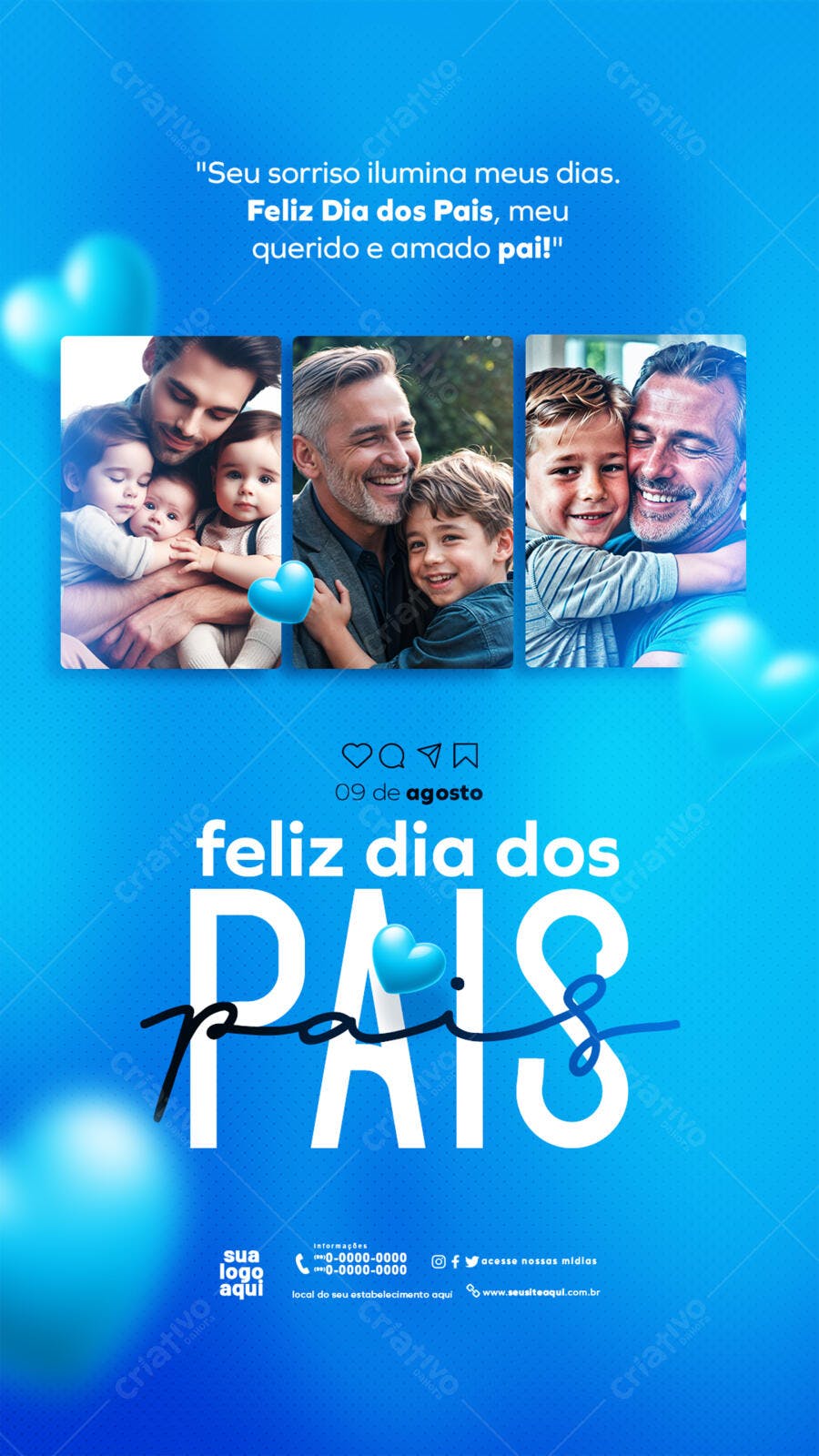 Post Instagram Dia dos Pais Agosto PSD Editável