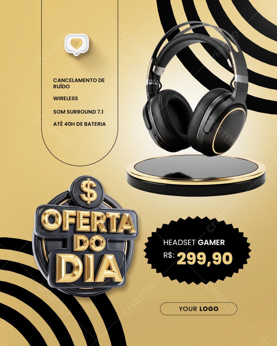 Post Instagram Oferta do Dia Headset Gamer PSD Editável