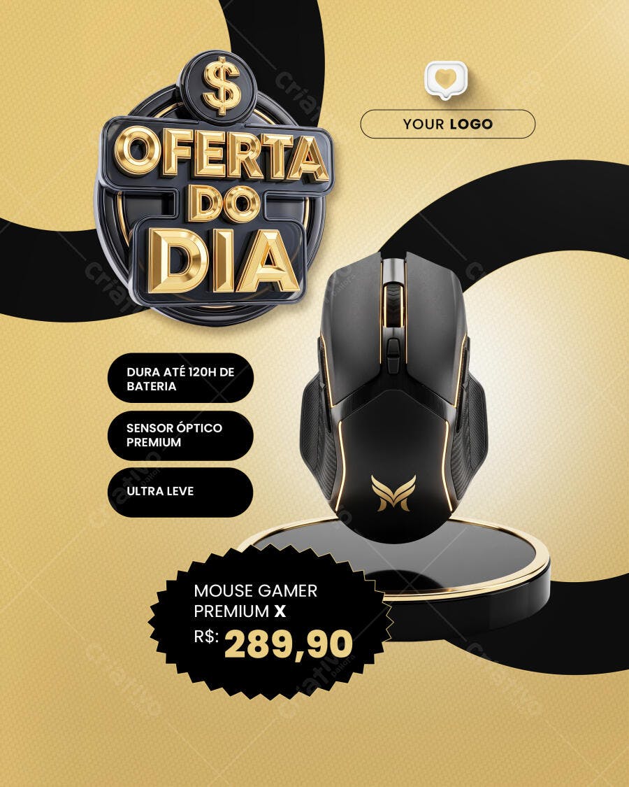 Post Instagram Oferta do Dia Mouse Gamer PSD Editável