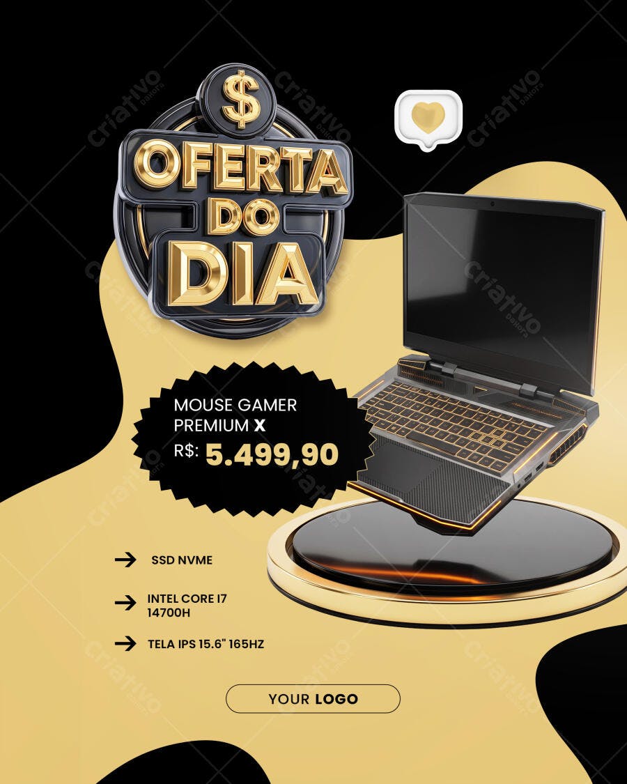 Post Instagram Oferta do Dia Notebook Gamer PSD Editável