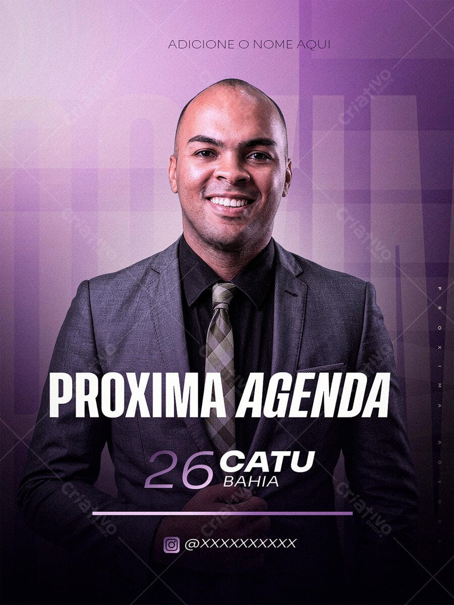 Post Instagram Próxima Agenda Evento Profissional PSD Editável