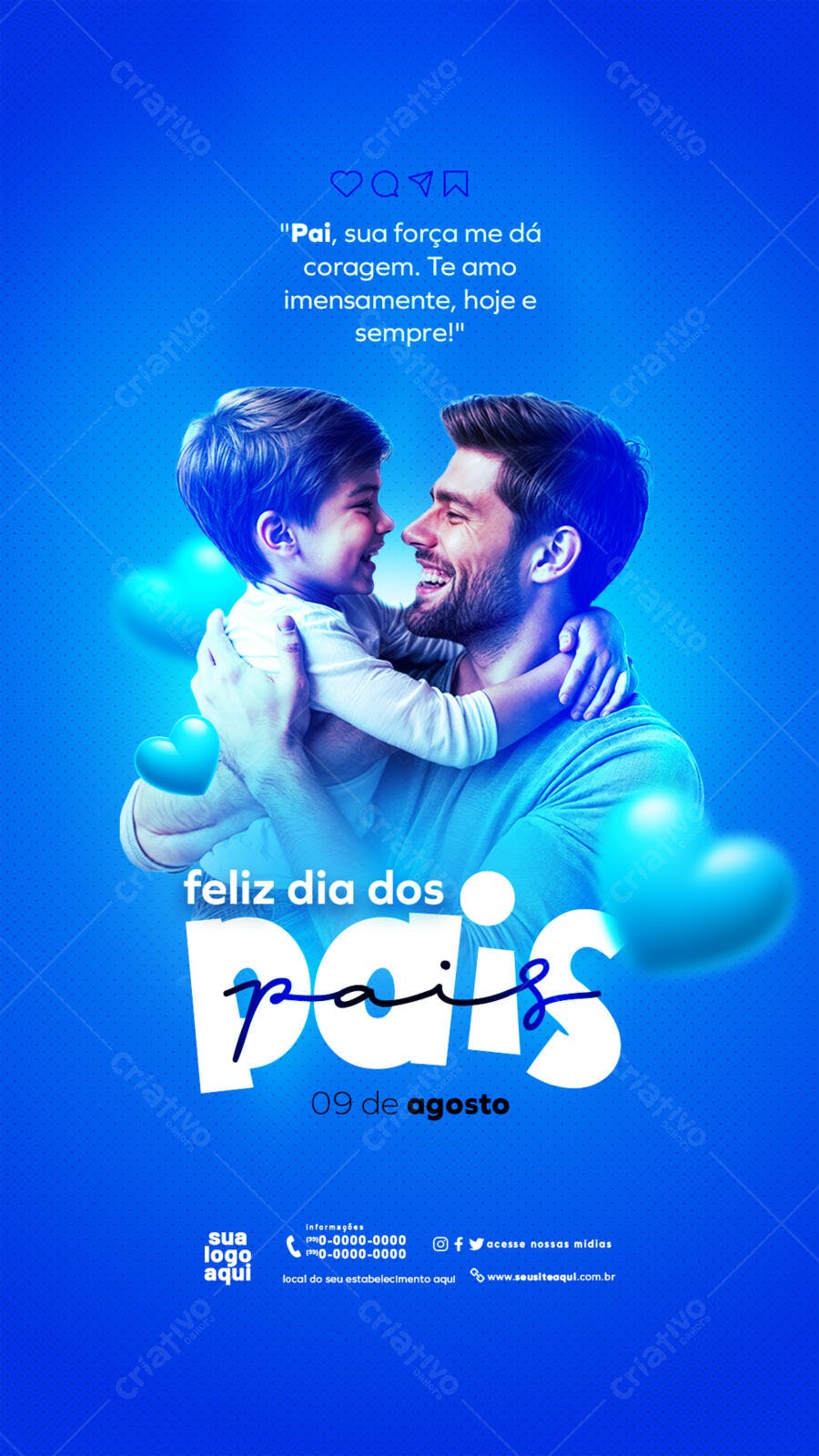 Story Dia dos Pais Agosto Azul PSD Editável
