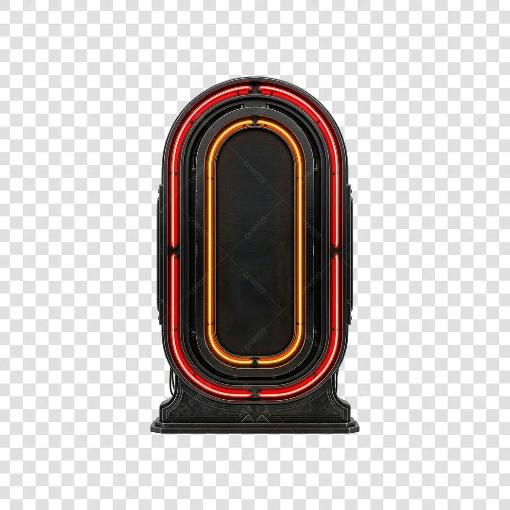 Elemento 3D Letra O Neon Vermelho Amarelo PNG Fundo Transparente