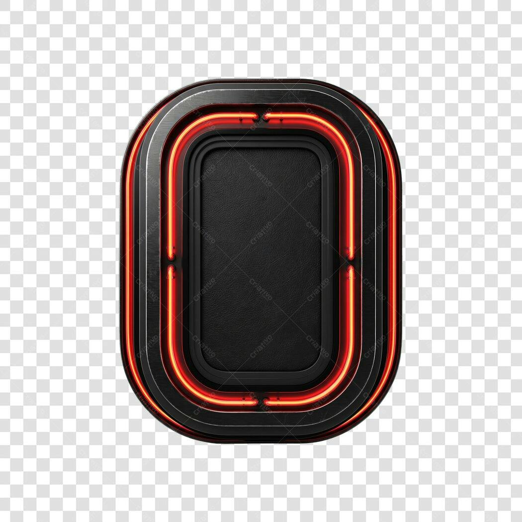 Elemento 3D Letra U Neon Vermelho Preto PNG Fundo Transparente