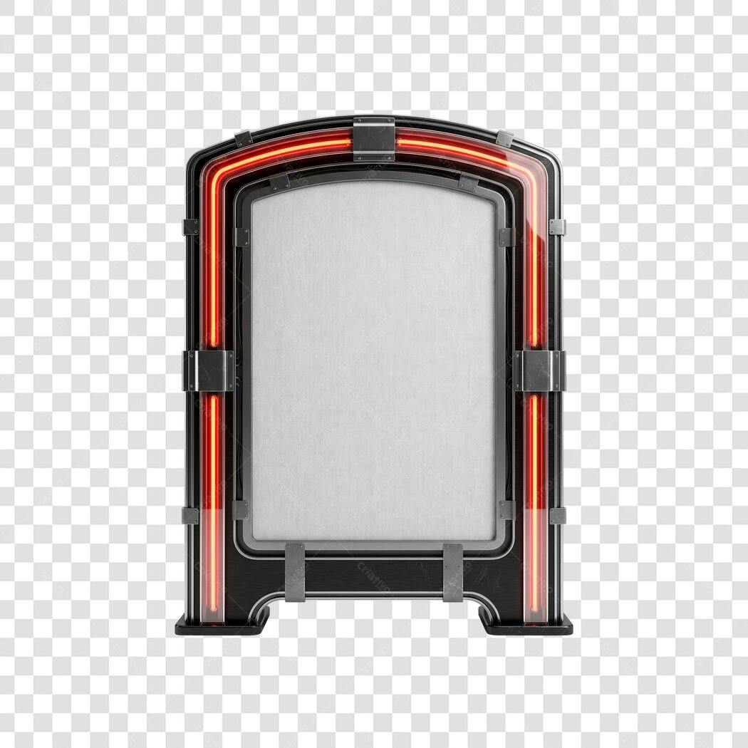 Elemento 3D Outdoor Placa Publicidade Neon PNG Fundo Transparente