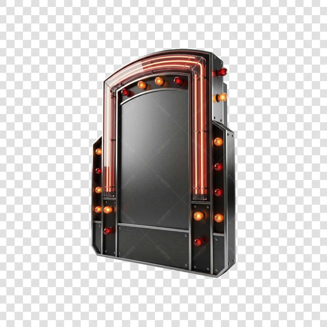 Elemento 3D Painel Luminoso Neon Retro PNG Fundo Transparente