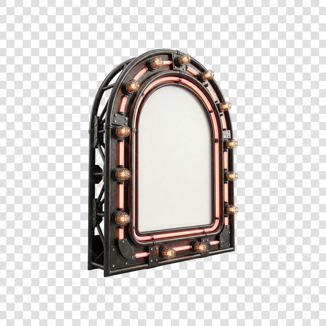Elemento 3D Painel Luminoso Vintage Retrô PNG Fundo Transparente