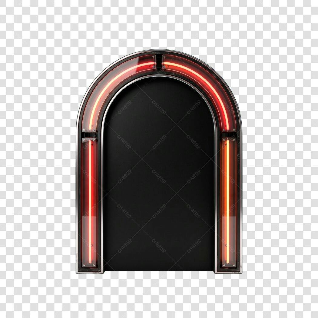Elemento 3D Painel Neon Retrô Vermelho PNG Fundo Transparente