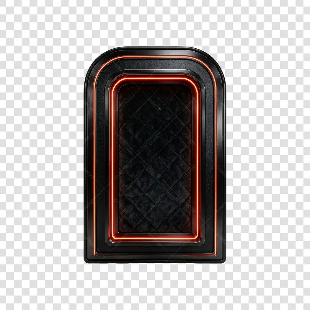 Elemento 3D Painel Retangular Neon Vermelho PNG Fundo Transparente