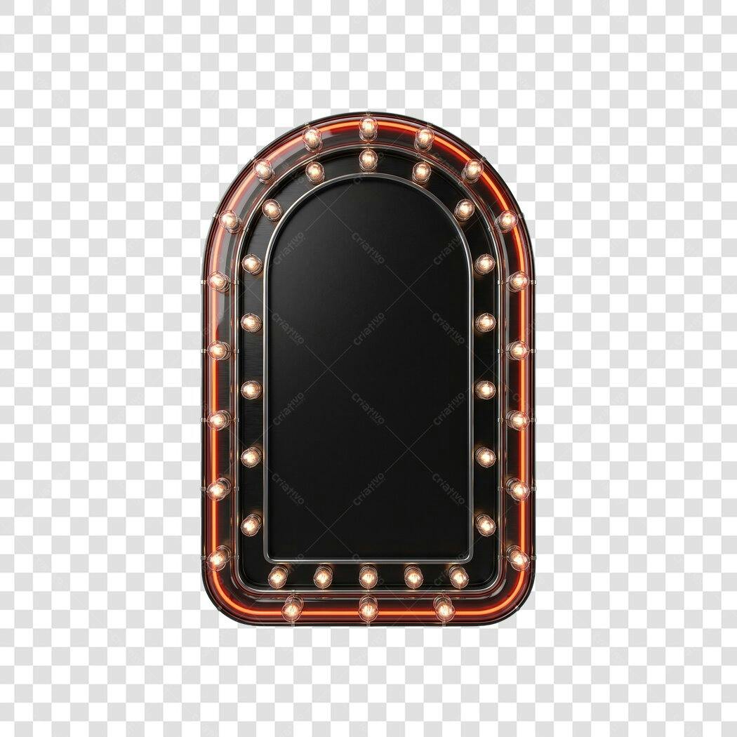 Elemento 3D Placa Letreiro Luminoso Neon PNG Fundo Transparente