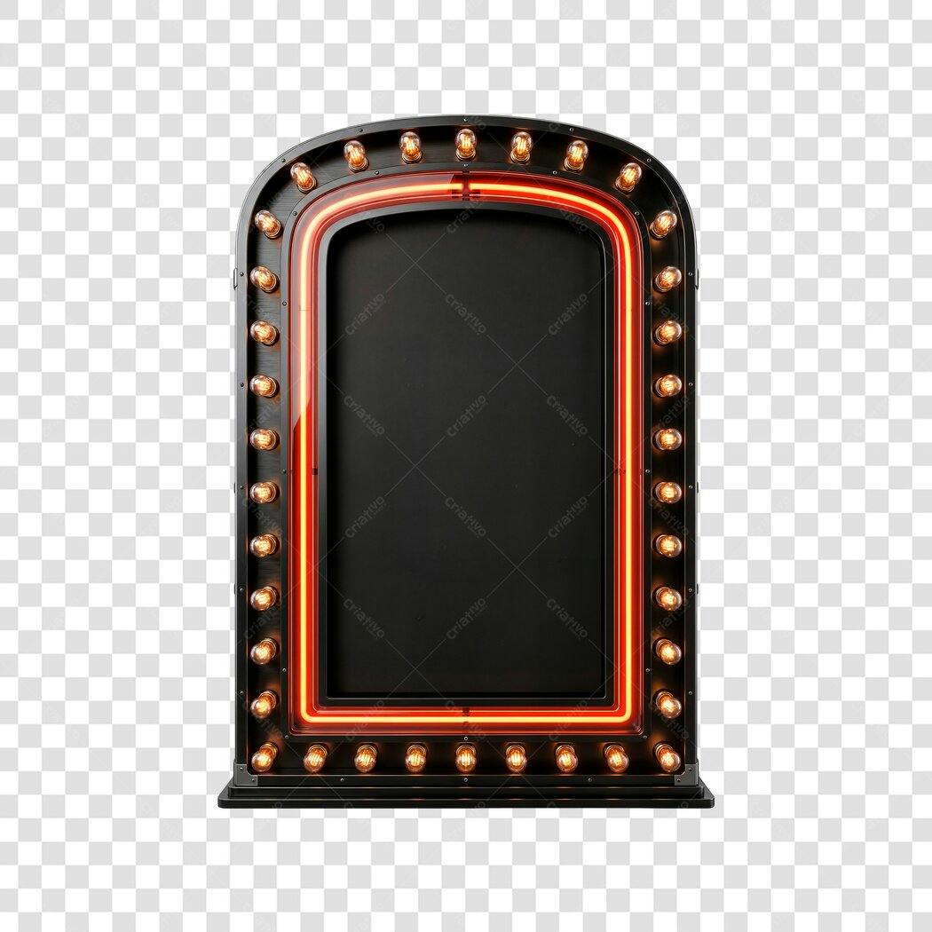 Elemento 3D Placa Letreiro Neon Lâmpadas PNG Fundo Transparente
