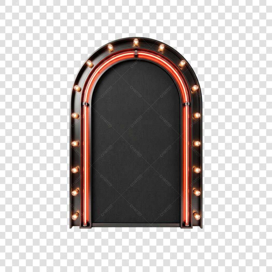 Elemento 3D Placa Neon Retrô Luzes PNG Fundo Transparente