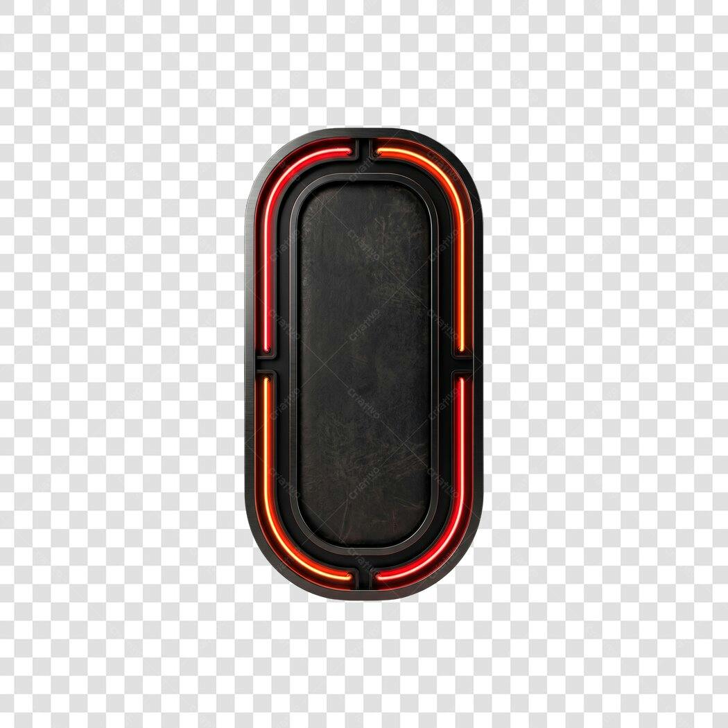 Elemento 3D Placa Neon Retrô Preta Vermelha PNG Fundo Transparente