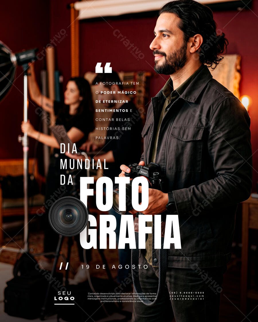 Post Dia Mundial da Fotografia 19 de Agosto PSD Editável