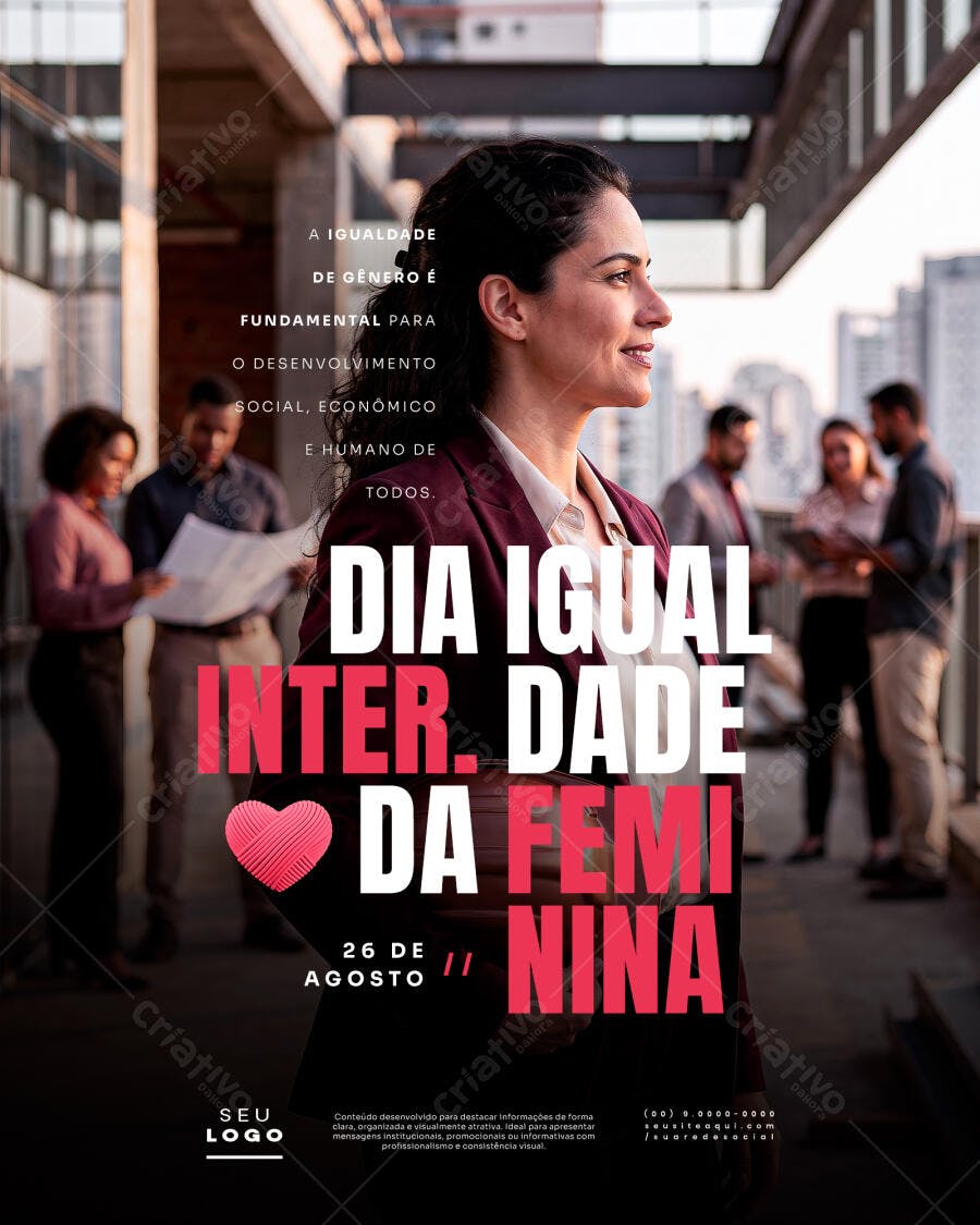 Post Instagram Dia da Igualdade Feminina Agosto PSD Editável