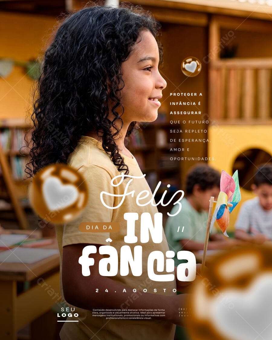 Post Instagram Dia da Infância 24 de Agosto PSD Editável