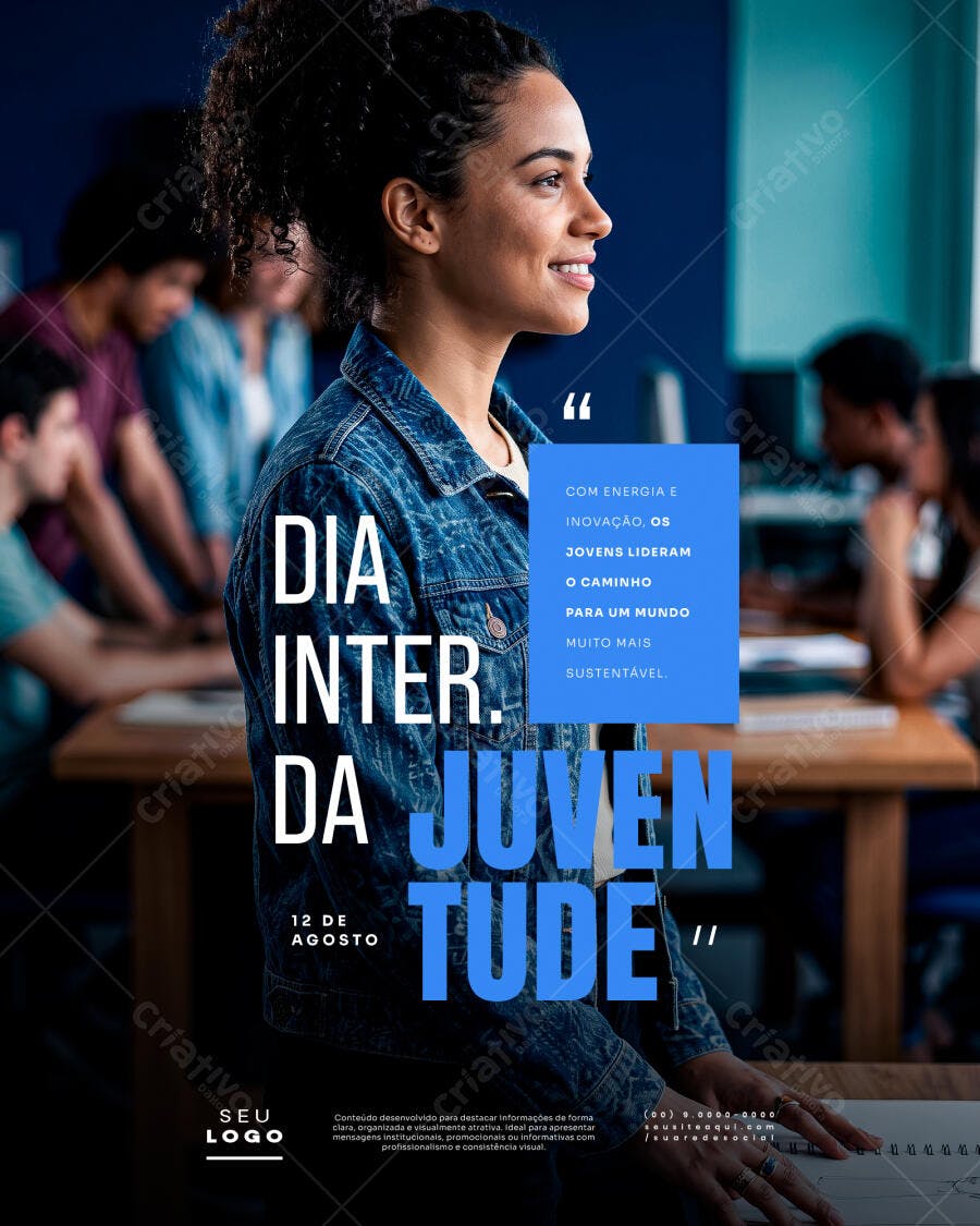 Post Instagram Dia da Juventude Agosto PSD Editável
