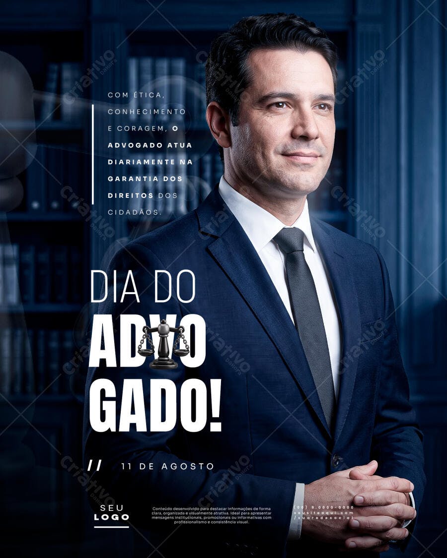 Post Instagram Dia do Advogado 11 de Agosto PSD Editável