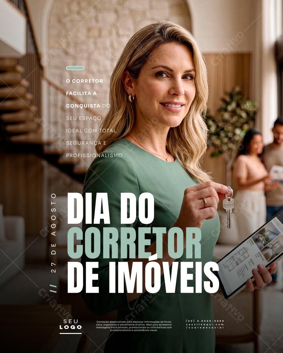 Post Instagram Dia do Corretor de Imóveis PSD Editável