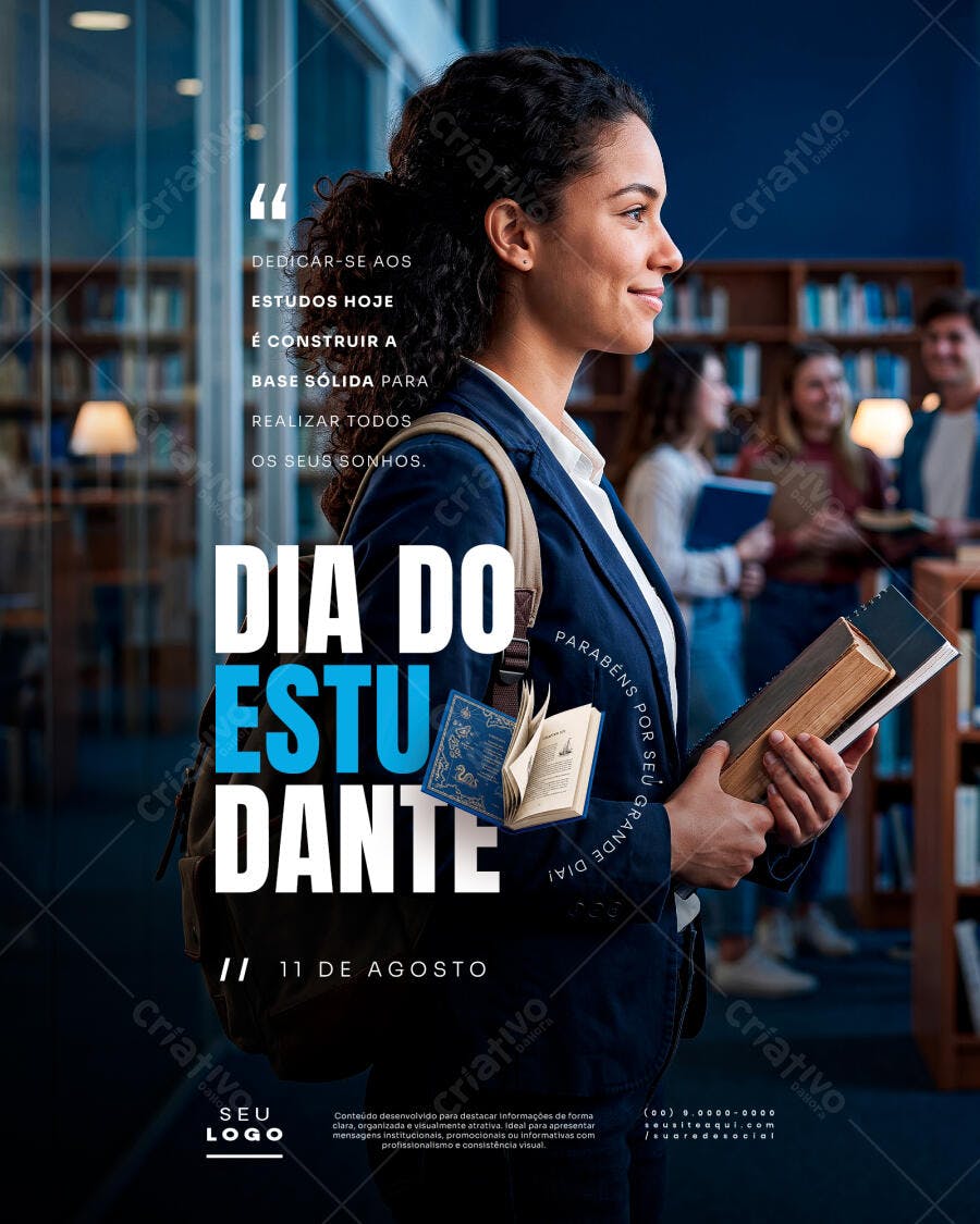 Post Instagram Dia do Estudante 11 de Agosto PSD Editável
