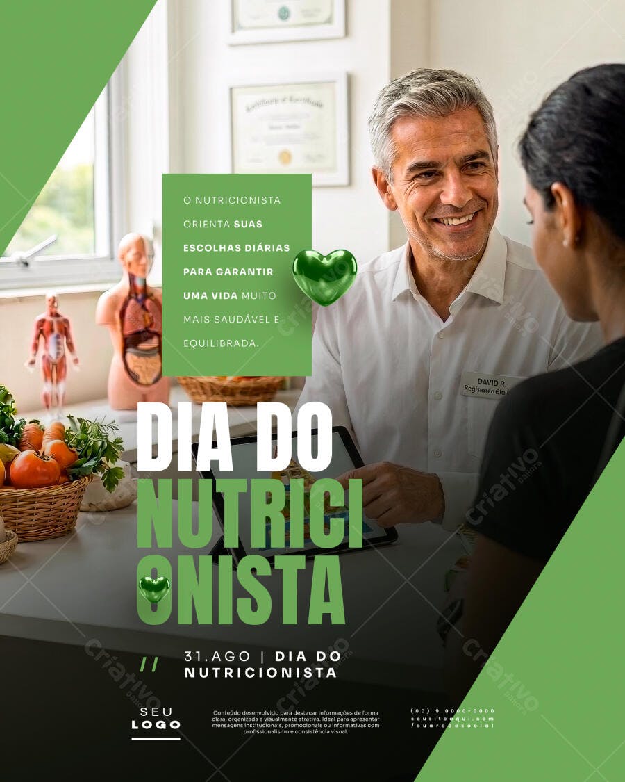 Post Instagram Dia do Nutricionista 31 de Agosto PSD Editável