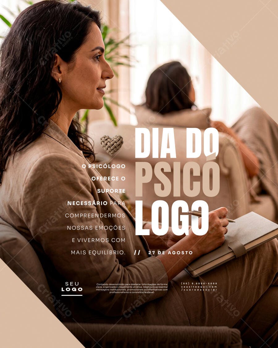 Post Instagram Dia do Psicólogo 27 de Agosto PSD Editável