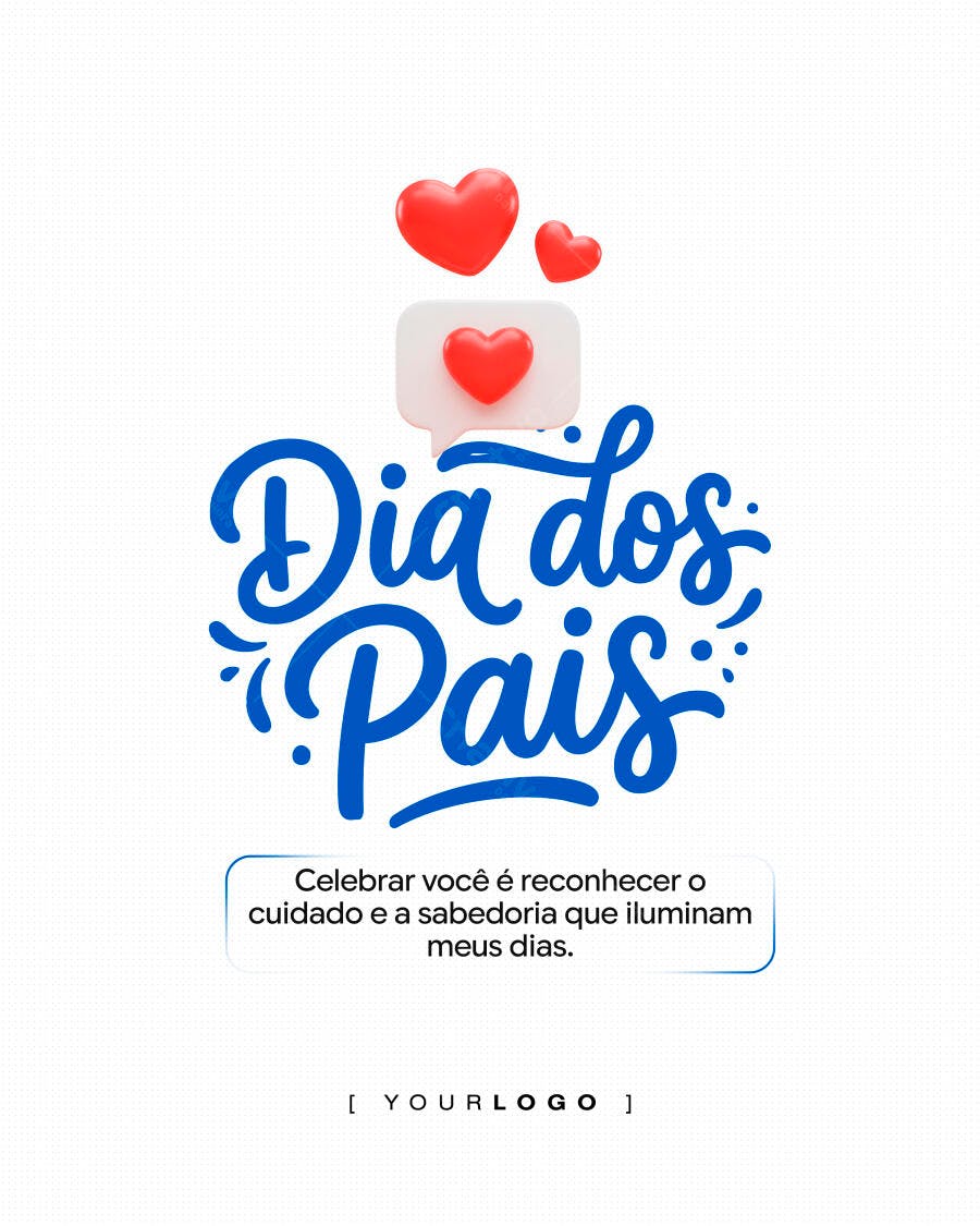 Post Instagram Dia dos Pais Corações PSD Editável