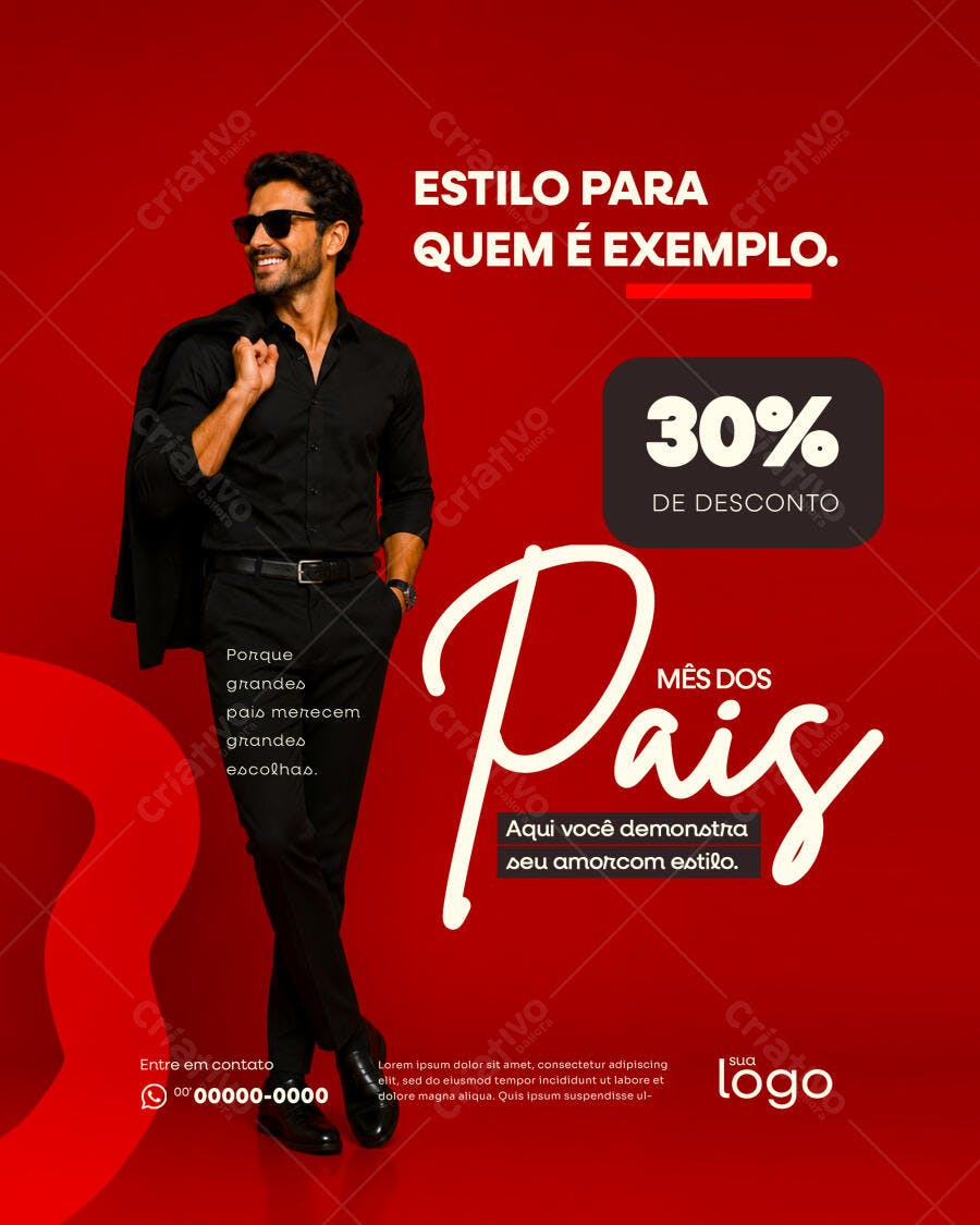 Post Instagram Dia dos Pais Loja Moda Masculina PSD Editável