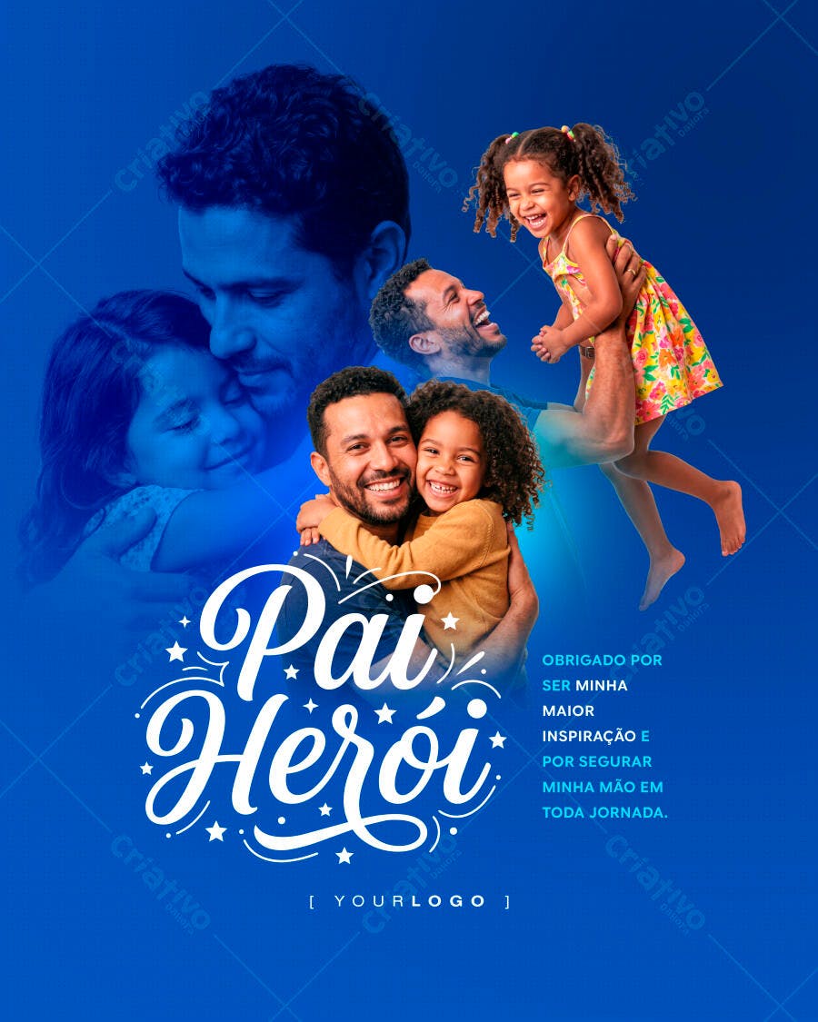 Post Instagram Dia dos Pais Pai Herói PSD Editável