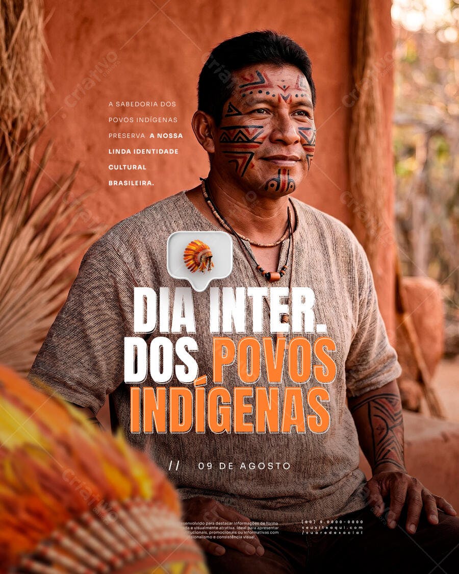 Post Instagram Dia dos Povos Indígenas 09 de Agosto PSD Editável