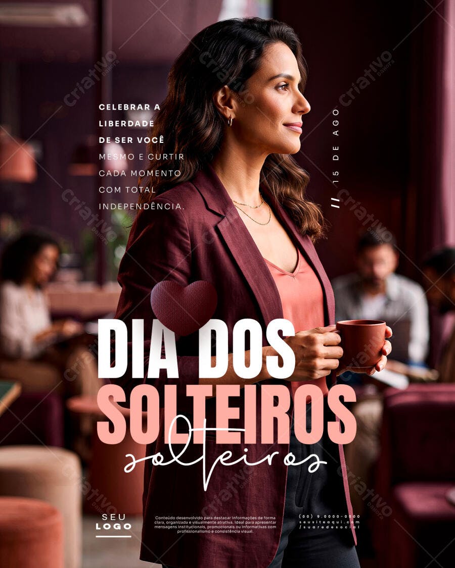 Post Instagram Dia dos Solteiros 15 de Agosto PSD Editável