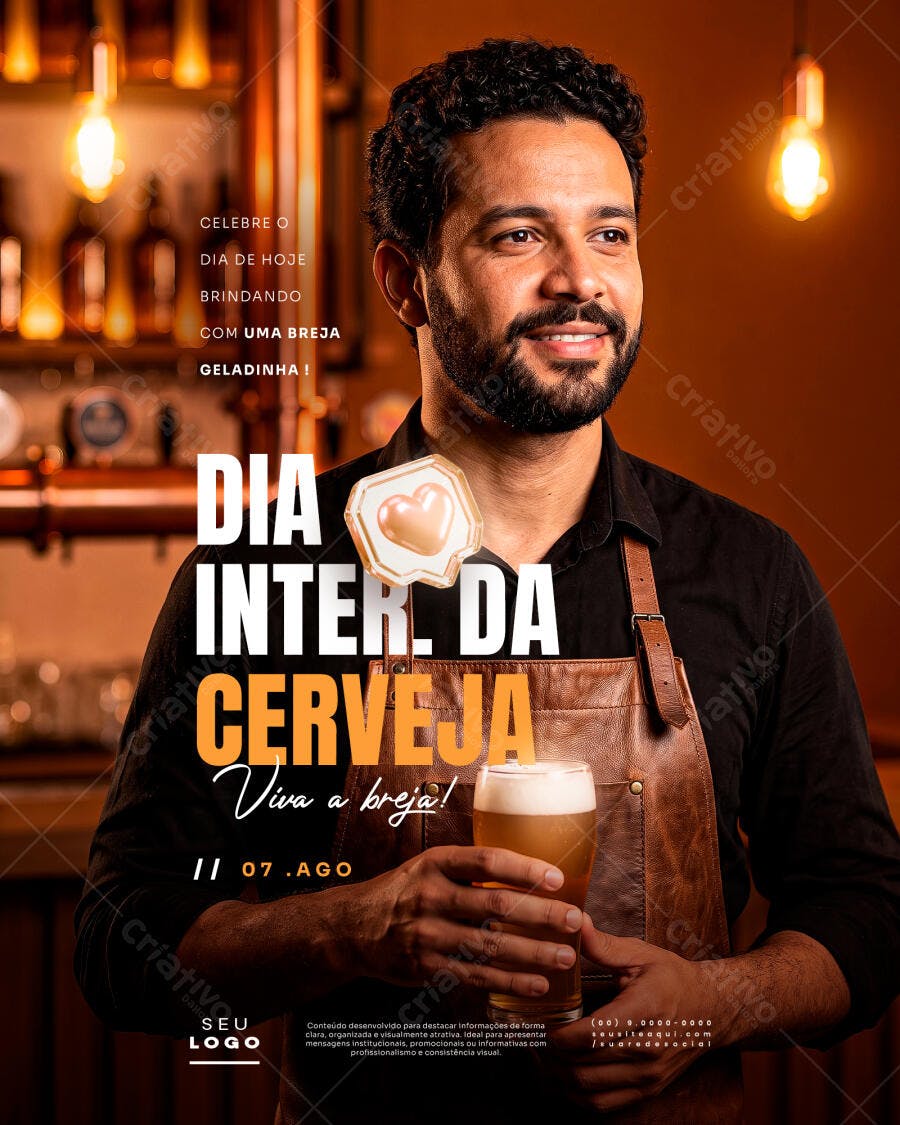 Post Instagram Dia Internacional da Cerveja Bar PSD Editável