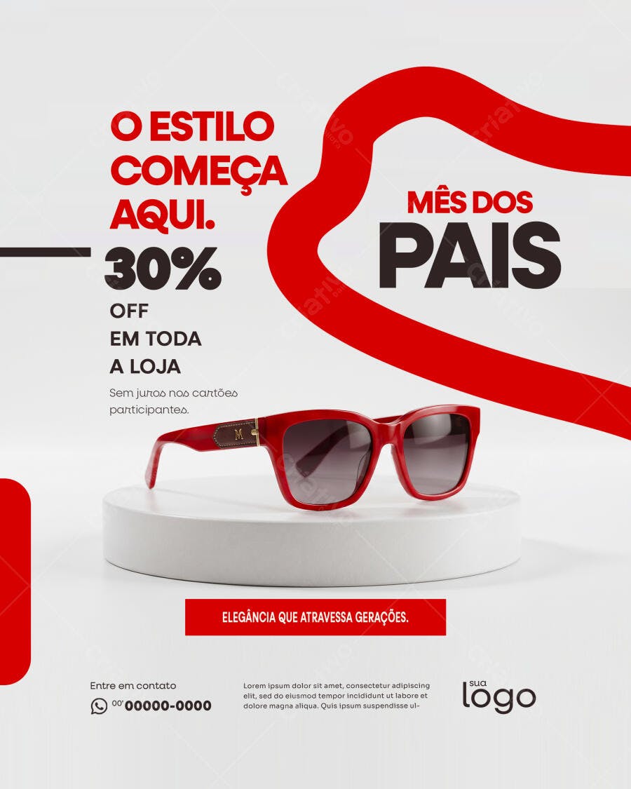 Post Instagram Mês dos Pais Ótica Promoção PSD Editável