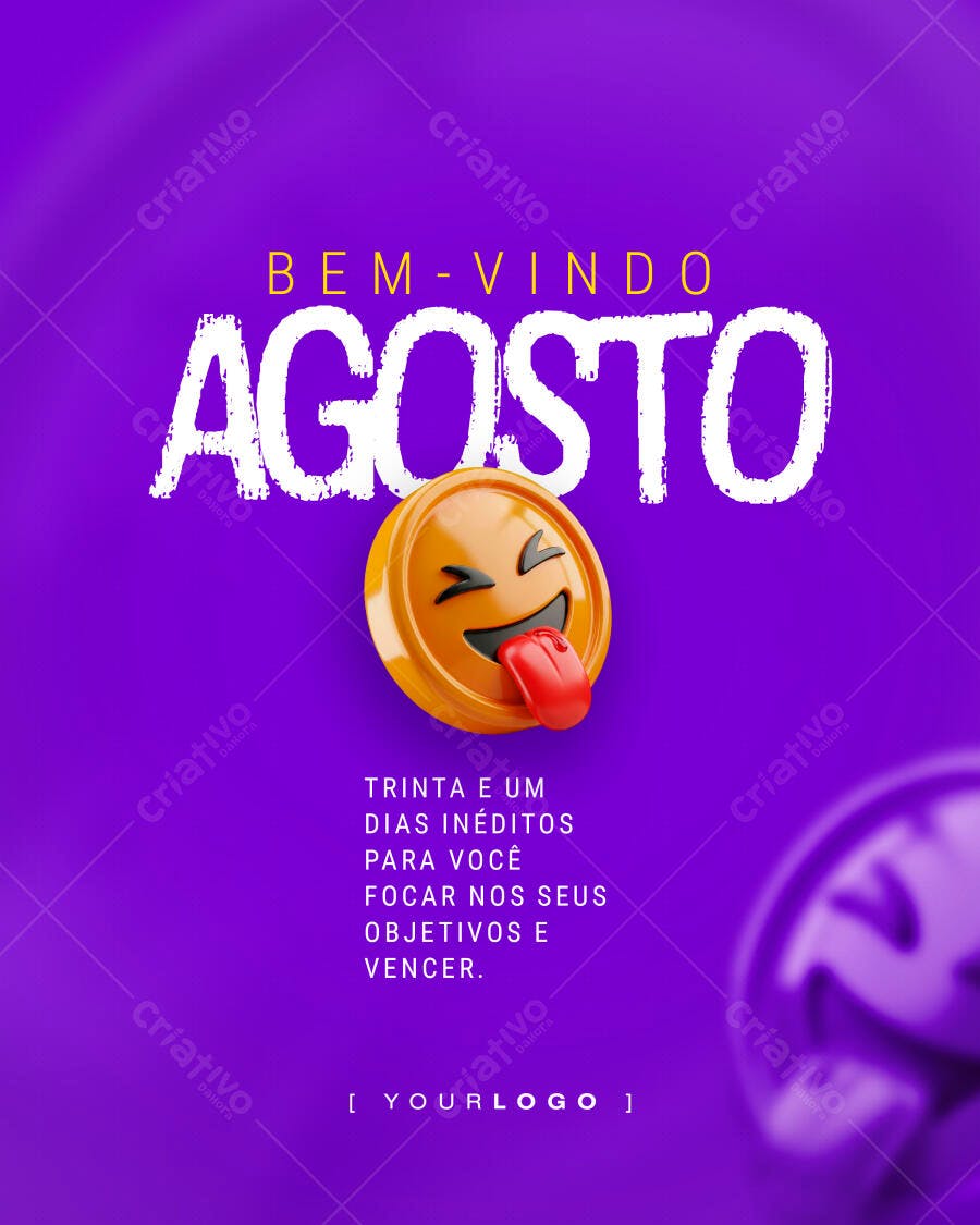 Post Instagram Bem-Vindo Agosto PSD Editável