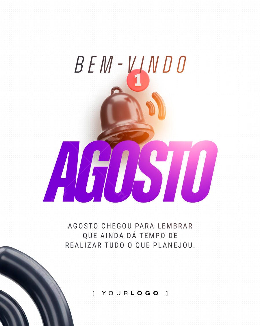 Post Instagram Bem-Vindo Agosto PSD Editável