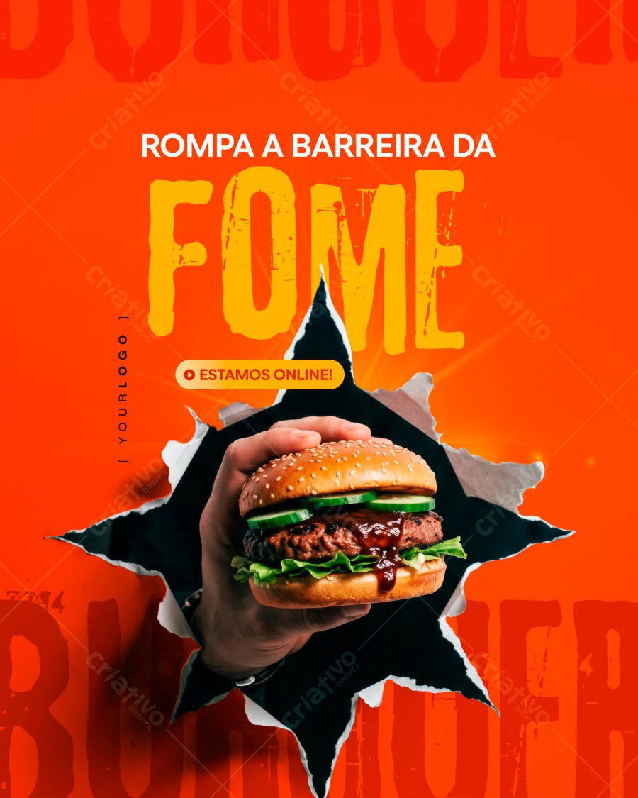 Post Instagram Hamburgueria Lanchonete PSD Editável