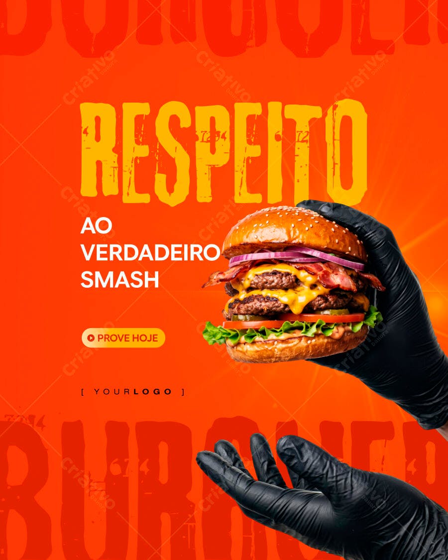 Post Instagram Hamburgueria Smash Burger PSD Editável