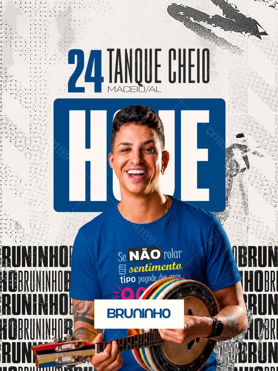 Flyer Show Bruninho Pagode Tanque Cheio PSD Editável