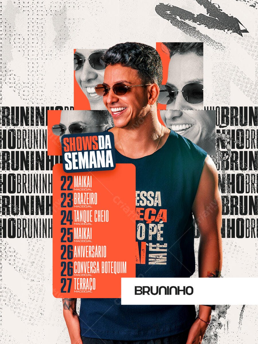 Flyer Shows da Semana Bruninho PSD Editável