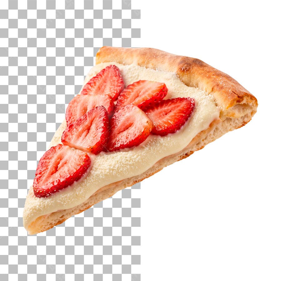 Pedaço Pizza Doce Morango Pizzaria PSD Editável