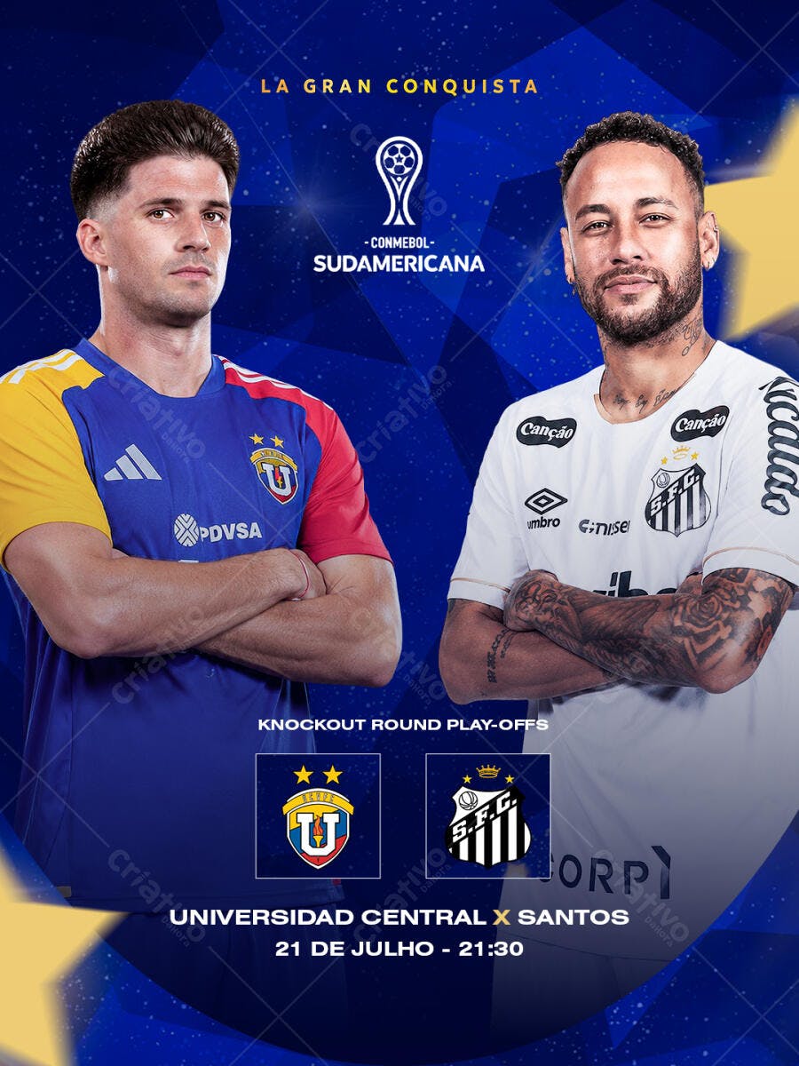 Post Conmebol Sul-Americana Futebol Santos PSD Editável